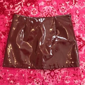 Forever 21 Plus Burgundy Patent Leather Mini Skirt